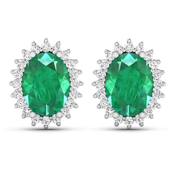 14KT White Gold 2.00ctw Emerald and Diamond Earrings