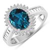 14KT White Gold 1.9ctw London Blue Topaz and Diamond Ring