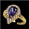 Image 5 : 18 K Gold Plate Lab Simulated Amethyst and Diamond Set