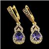 Image 6 : 18 K Gold Plate Lab Simulated Amethyst and Diamond Set