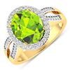 14KT Yellow Gold 3.85ctw Peridot and Diamond Ring