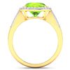 Image 4 : 14KT Yellow Gold 3.85ctw Peridot and Diamond Ring