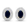 14KT Yellow Gold 1.16ctw Blue Sapphire and Diamond Earrings