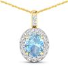 14KT Yellow Gold 1.9ctw Aquamarine and Diamond Pendant