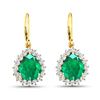 Image 3 : 14KT Yellow Gold 2.88ctw Zambian Emerald and Diamond Earrings