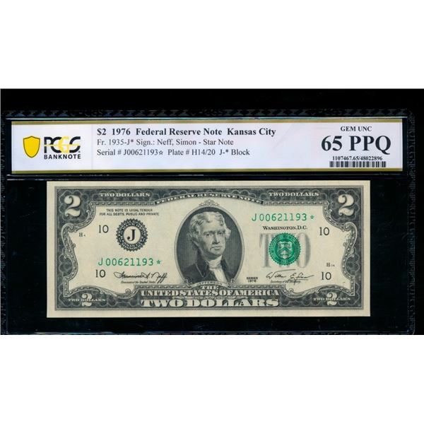 1976 $2 STAR Kansas City FRN PCGS 65PPQ