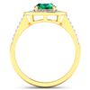 Image 4 : 14KT Yellow Gold 1ctw Zambian Emerald and Diamond Ring