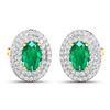 Image 2 : 14KT Yellow Gold 0.76ctw Zambian Emerald and Diamond Earrings