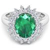 14KT White Gold 3.14ct Zambian Emerald and Diamond Ring