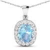 14KT White Gold 3ctw Aquamarine and Diamond Pendant