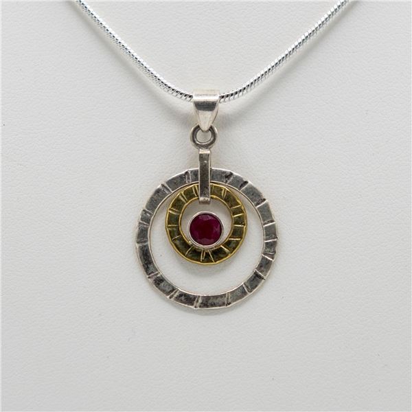 Outstanding 1 Ct Sterling Silver Ruby Pendant