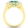 Image 4 : 14KT Yellow Gold 2.07ctw Zambian Emerald and Diamond Ring