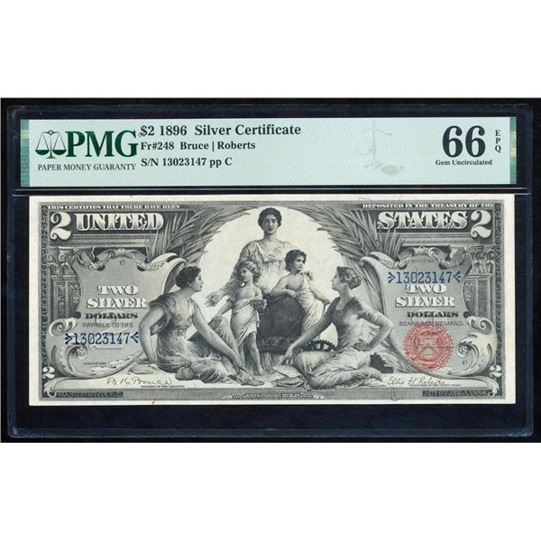 1896 $2 Educational Silver Certificate PMG 66EPQ