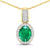 14KT Yellow Gold 1.65ctw Zambian Emerald and Diamond Pendant