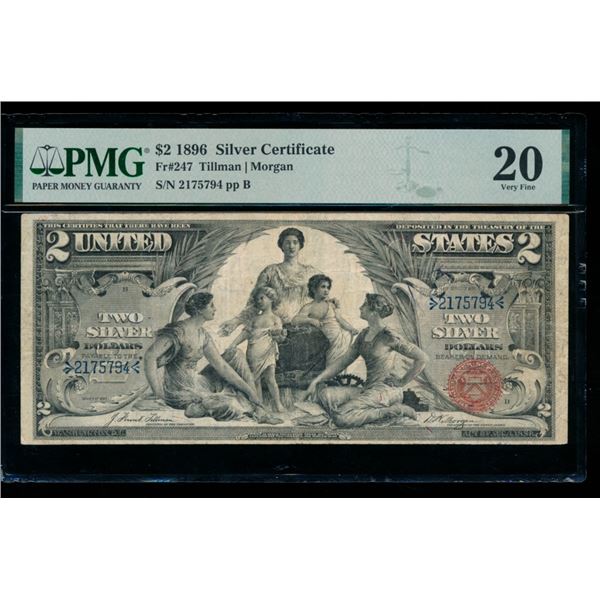 1896 $2 Educational Silver Certificate PMG 20