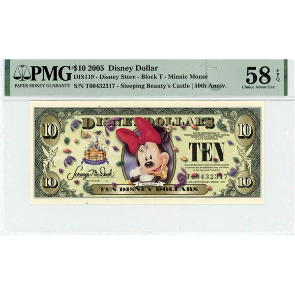 2005 $10 Minnie Mouse Disney Dollar PMG 58EPQ