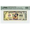 2009 $1 Mickey and Pluto Disney Dollar PMG 64EPQ