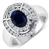 14KT White Gold 1.3ct Blue Sapphire and Diamond Ring
