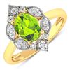 14KT Yellow Gold 1.05ctw Peridot and Diamond Ring