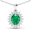14KT White Gold 3.14ctw Zambian Emerald and Diamond Pendant