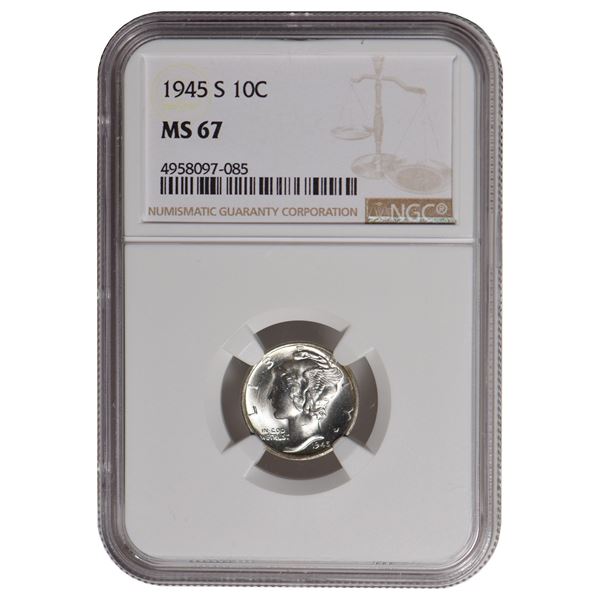 1945-S Mercury Dime NGC MS67