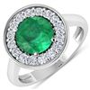 14KT White Gold 1.8ct Zambian Emerald and Diamond Ring