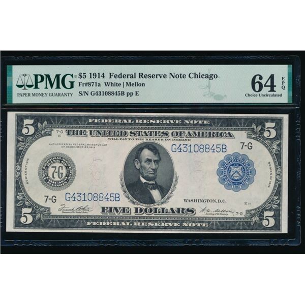 1914 $5 Chicago FRN PMG 64EPQ