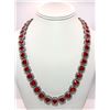 Image 3 : 14 Kt White Gold Plated Huge 98.3 Gram Simulated Ruby Diamond Tennis Necklace