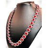 Image 4 : 14 Kt White Gold Plated Huge 98.3 Gram Simulated Ruby Diamond Tennis Necklace