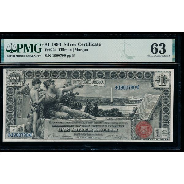 1896 $1 Educational Silver Certificate PMG 63