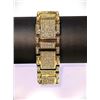 Image 2 : Huge 90 Gram 14 Kt Gold Plate Italian God Father Simulated Diamond Link Bracelet