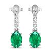 14KT White Gold 1.12ctw Zambian Emerald and Diamond Earrings