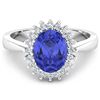 14KT White Gold 1.09ct Tanzanite and Diamond Ring