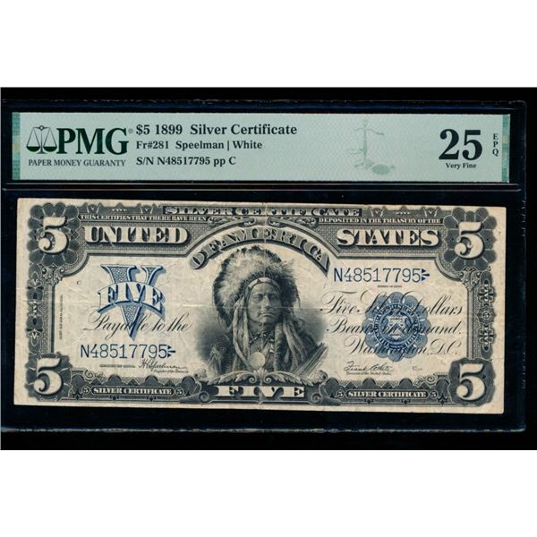 1899 $5 Chief Silver Certificate PMG 25EPQ