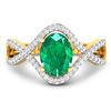Image 3 : 14KT Yellow Gold 1ctw Zambian Emerald and Diamond Ring
