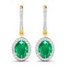 14KT Yellow Gold 2ctw Zambian Emerald and Diamond Earrings
