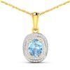 14KT Yellow Gold 0.96ct Aquamarine and Diamond Pendant with Chain