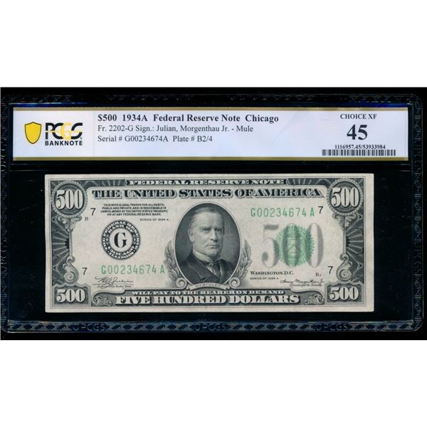 1934A $500 Chicago FRN PCGS 45