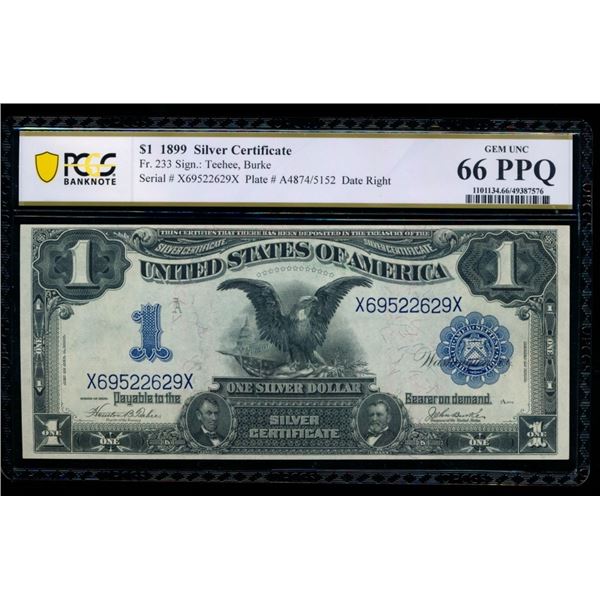 1899 $1 Black Eagle Silver Certificate PCGS 66PPQ