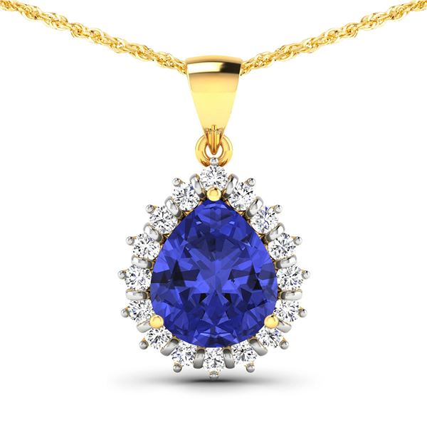 14KT Yellow Gold 3.25ctw Tanzanite and Diamond Pendant