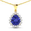 14KT Yellow Gold 3.25ctw Tanzanite and Diamond Pendant