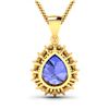 Image 3 : 14KT Yellow Gold 3.25ctw Tanzanite and Diamond Pendant