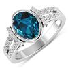 14KT White Gold 1.9ctw London Blue Topaz and Diamond Ring