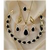 18 K Gold Plate Lab Simulated Black Diamond Jewelry Set