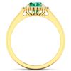 Image 4 : 14KT Yellow Gold 1ct Zambian Emerald and Diamond Ring