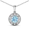 14KT White Gold 1.9ctw Aquamarine and Diamond Pendant