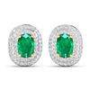 Image 2 : 14KT Yellow Gold 1.12ctw Zambian Emerald and Diamond Earrings