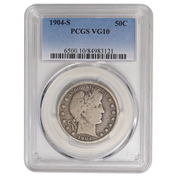 1904-S Barber Half Dollar PCGS VG10