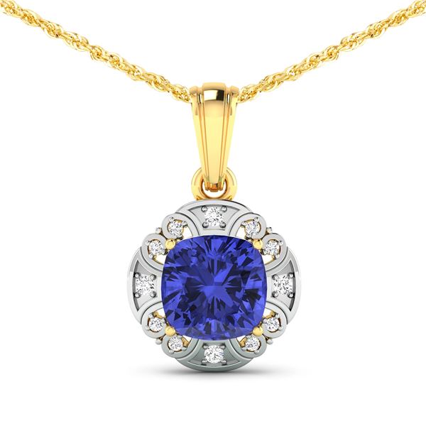 14KT Yellow Gold 1.99ctw Tanzanite and Diamond Pendant