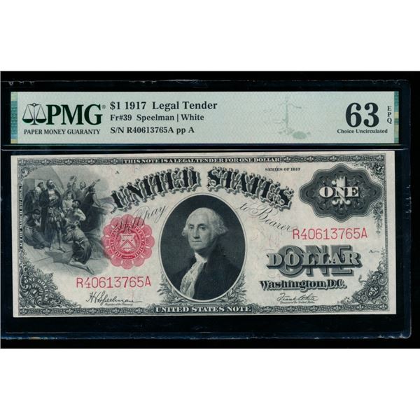 1917 $1 Legal Tender Note PMG 63EPQ